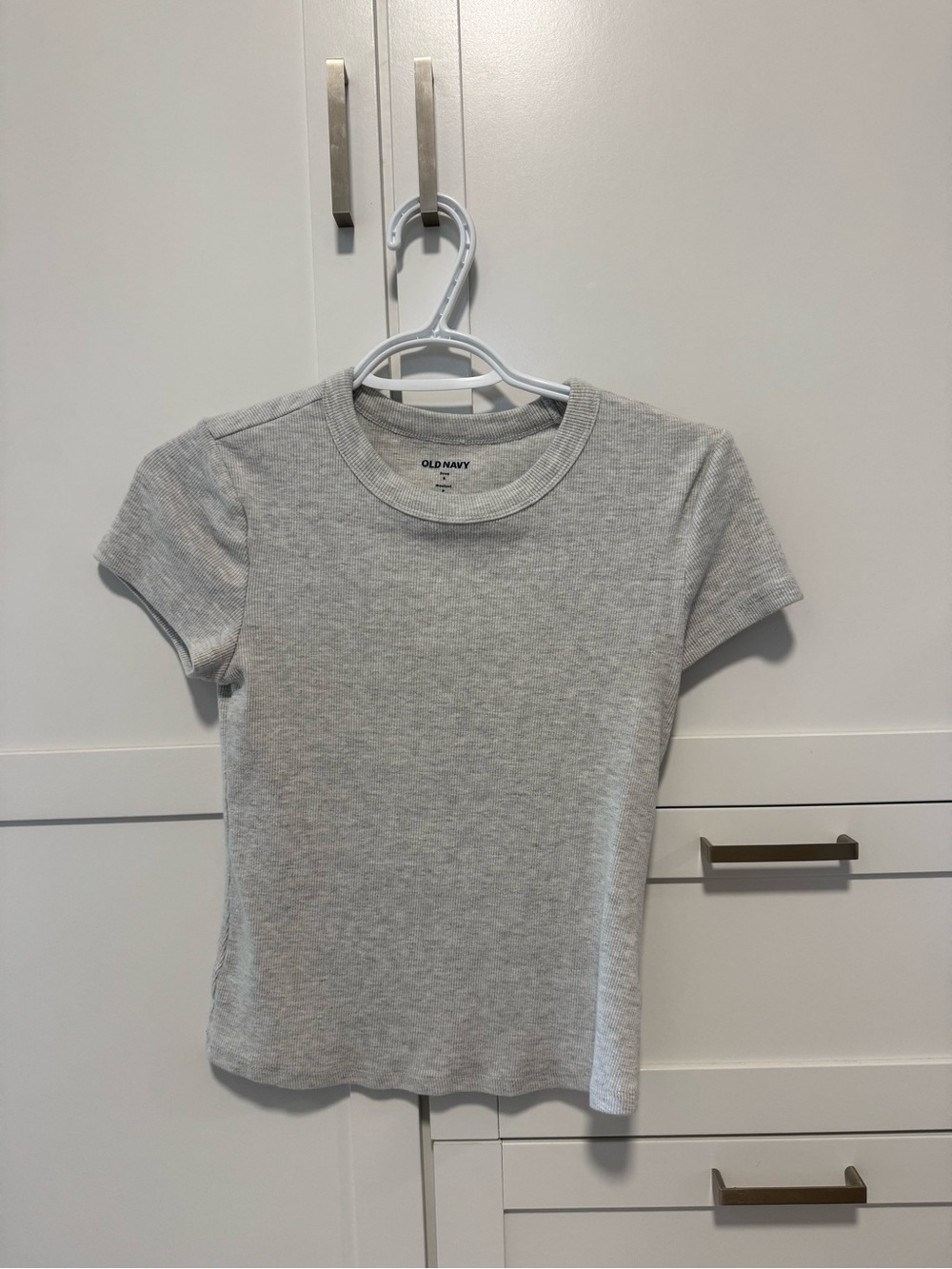 Old Navy Light Gray Ribbed Short Sleeve Tee